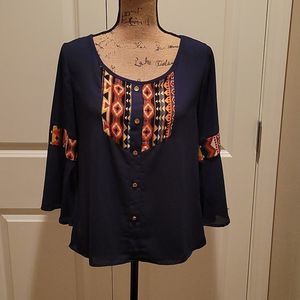 NWT Navy blue, 3/4 sleeve, NWT, fluted sleeves